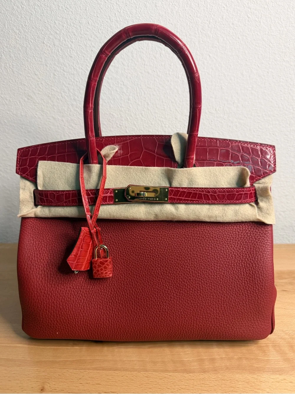 H Birkin 30 rouge red Ferrari cherry genuine Niloticus crocodile touch Togo GHW - Picture 1 of 12